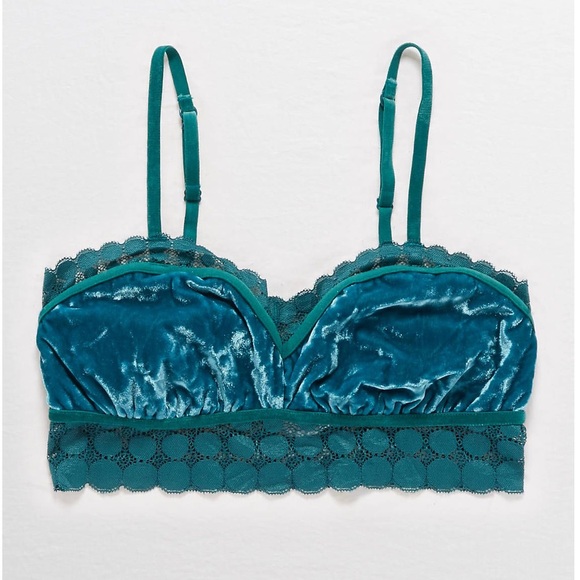 AERIE Green Velvet Bralette bra - Picture 2 of 6